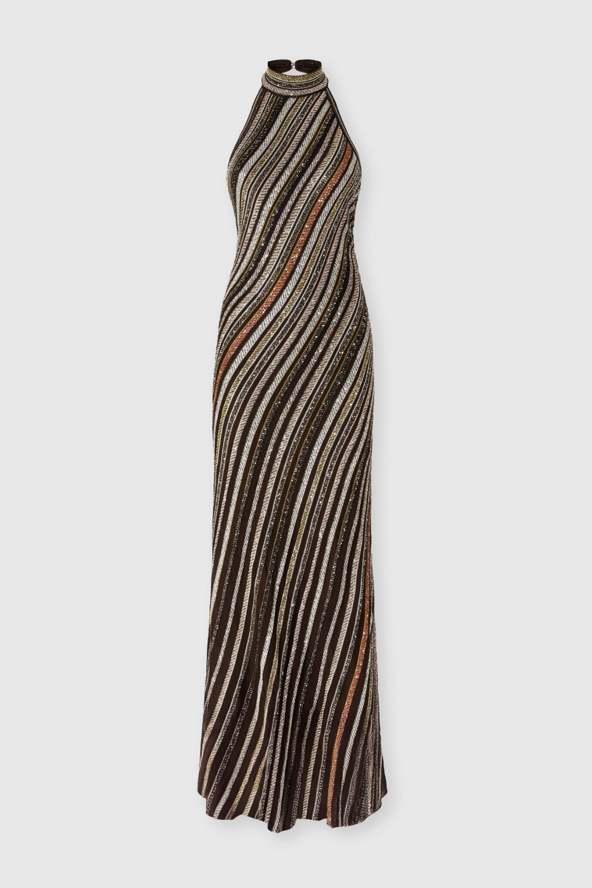 Adaha Halter Sequin Knit Maxi Dress - Yellow