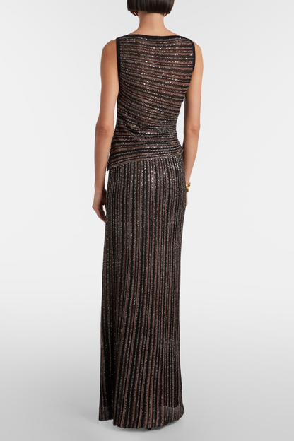 Adaha Sequin Knit Sleeveless Top & Maxi Skirt Set