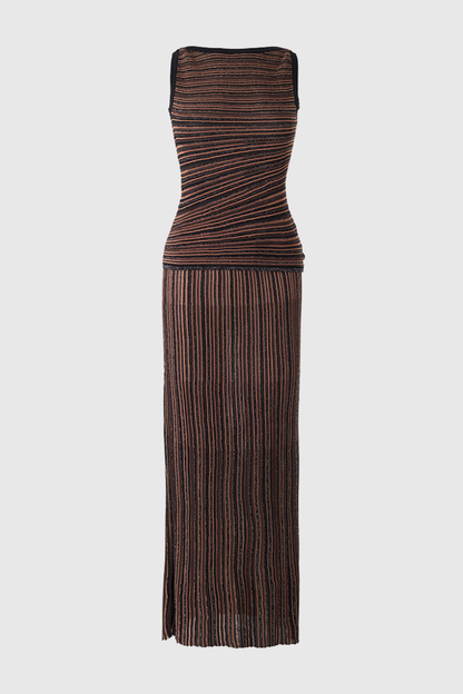 Adaha Sequin Knit Sleeveless Top & Maxi Skirt Set