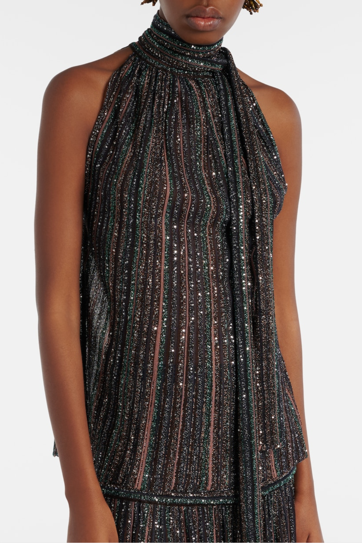 Adaha Sequin Knit Top & Maxi Skirt Set - Black