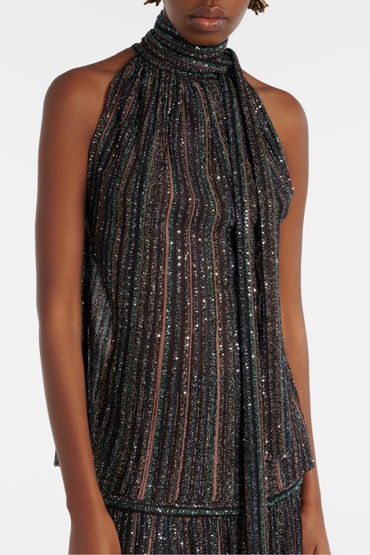 Adaha Sequin Knit Top & Maxi Skirt Set - Black