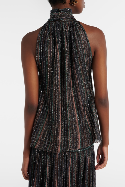 Adaha Sequin Knit Top & Maxi Skirt Set - Black