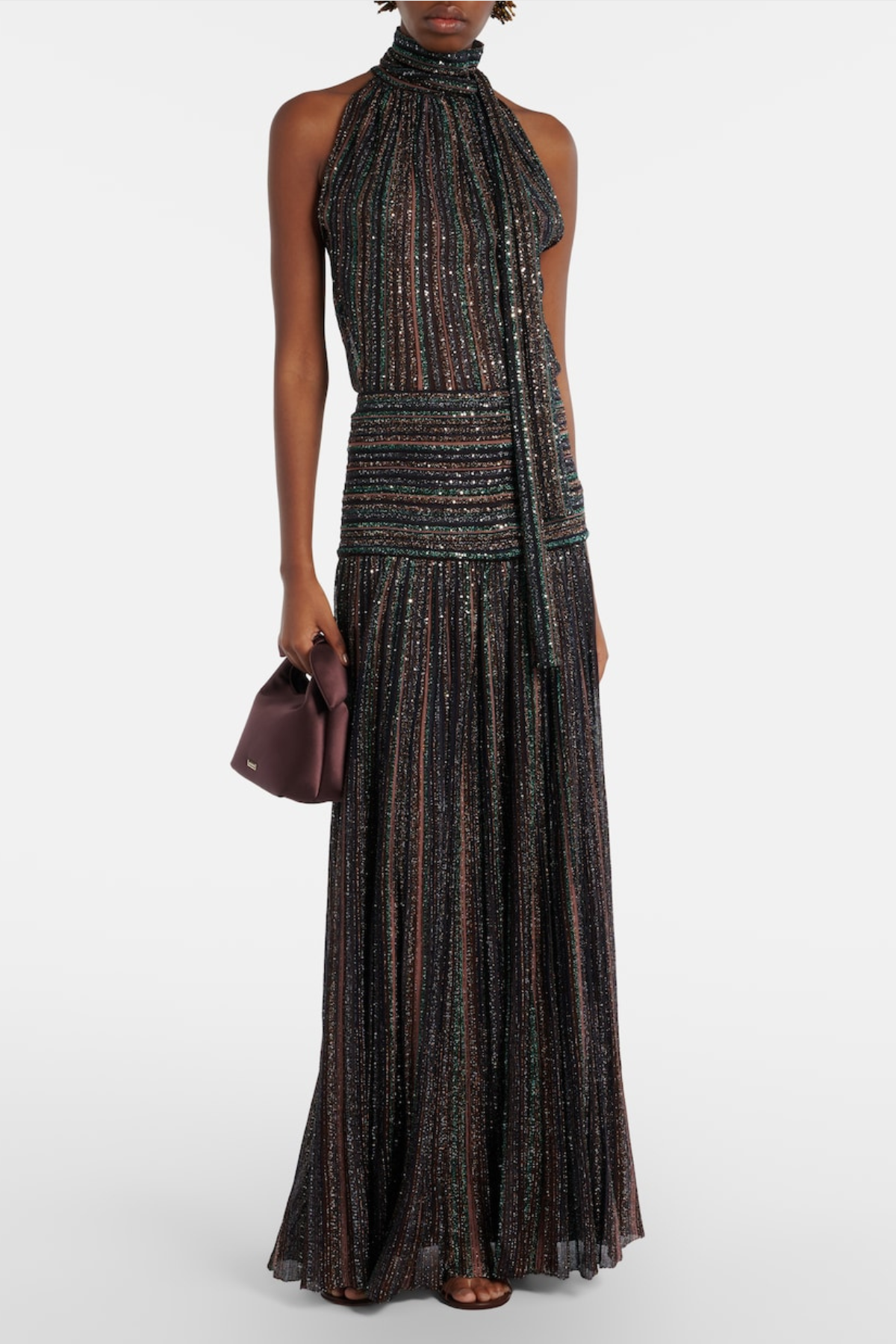 Adaha Sequin Knit Top & Maxi Skirt Set - Black