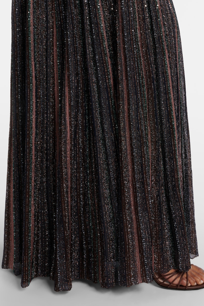 Adaha Sequin Knit Top & Maxi Skirt Set - Black