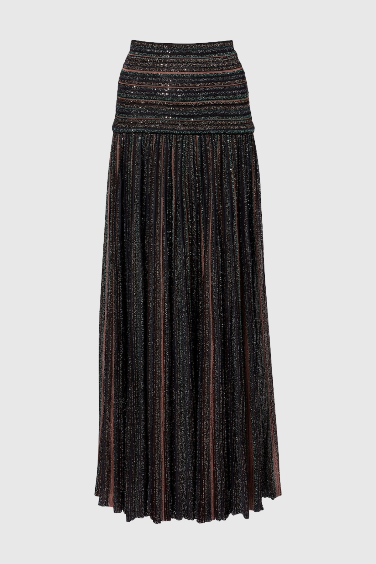 Adaha Sequin Knit Top & Maxi Skirt Set - Black