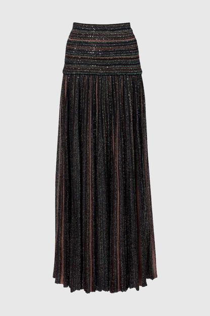 Adaha Sequin Knit Top & Maxi Skirt Set - Black