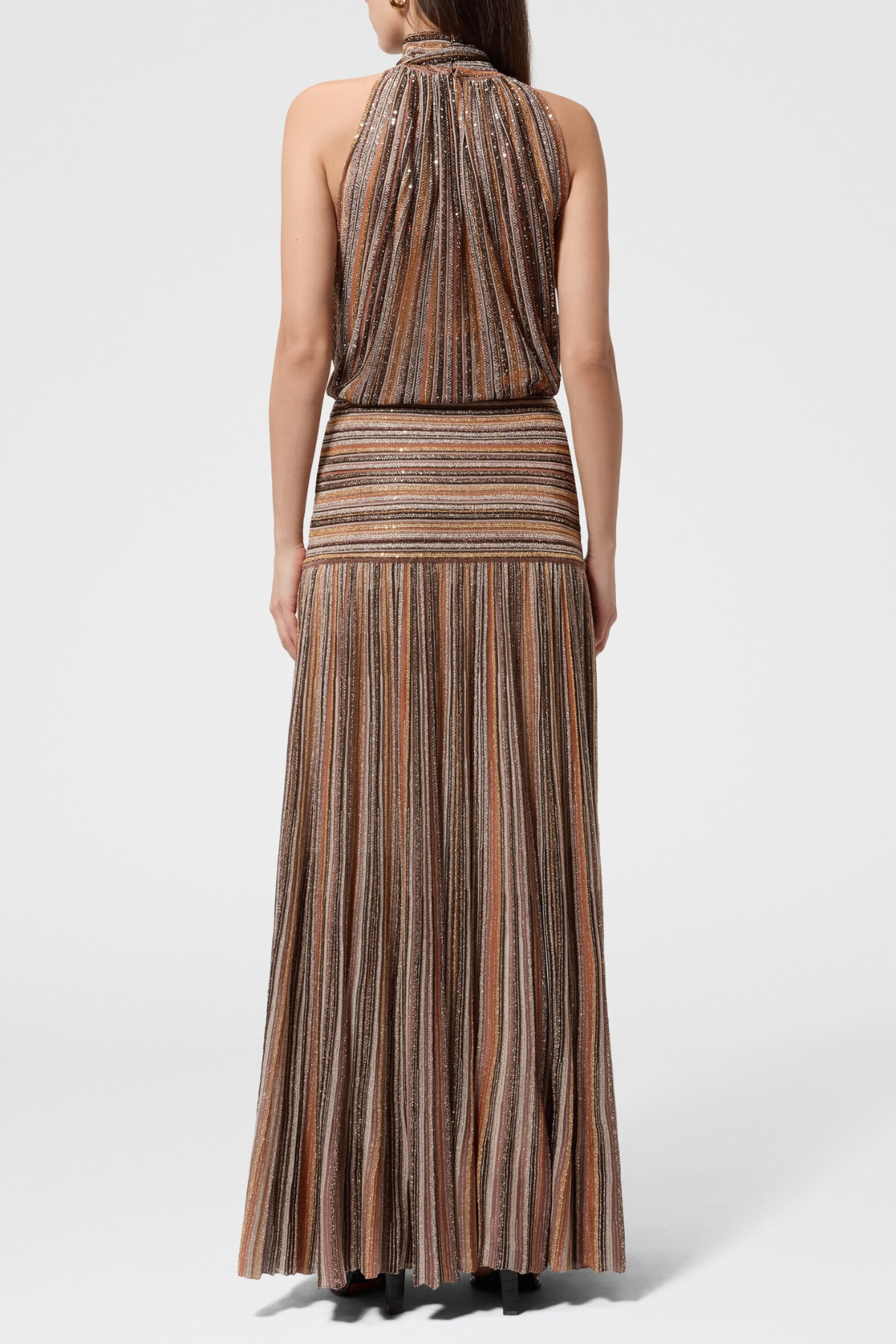 Adaha Sequin Knit Top & Maxi Skirt Set - Camel