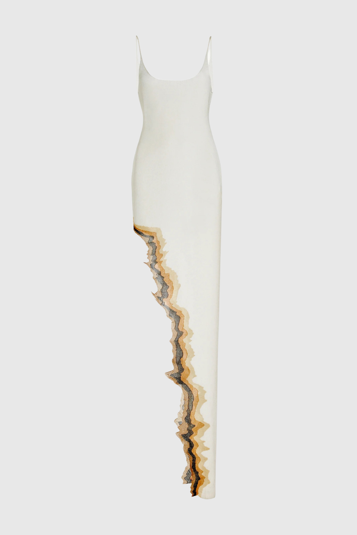 Adalia Asymmetric Wave Maxi Dress - White