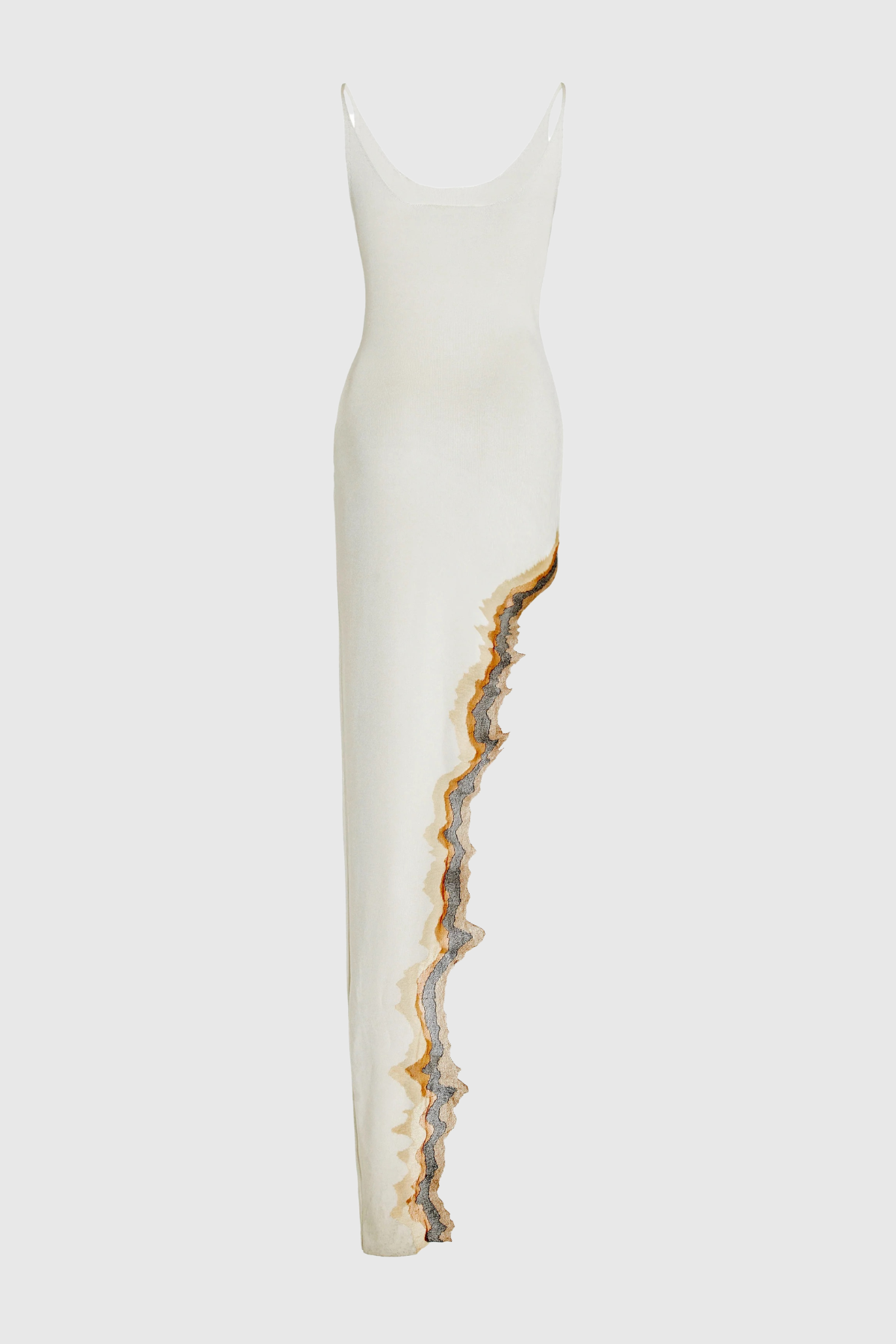 Adalia Asymmetric Wave Maxi Dress - White