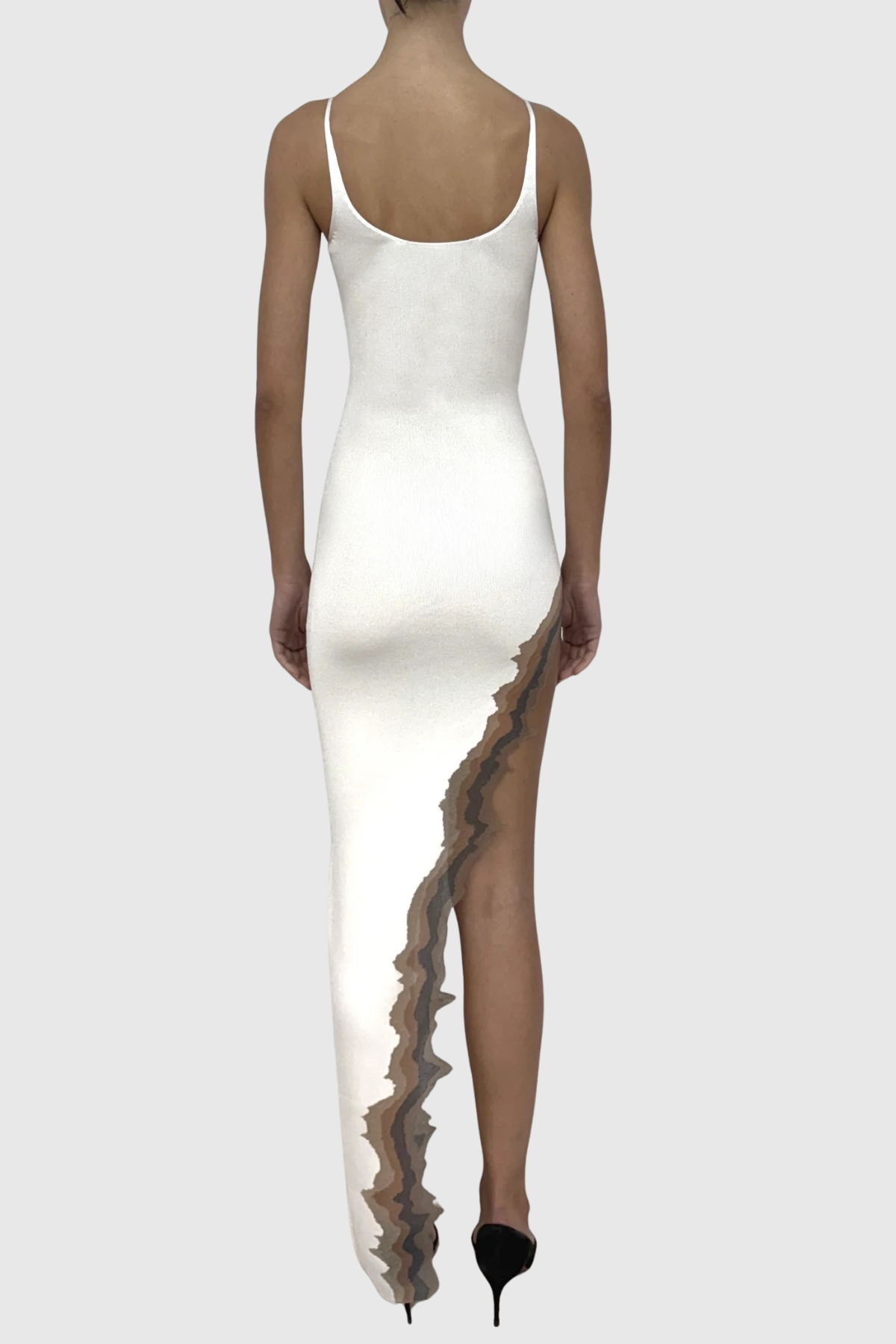 Adalia Asymmetric Wave Maxi Dress - White
