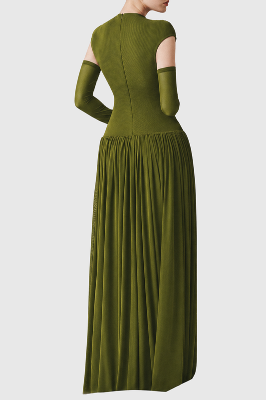 Addya Ruched Maxi Dress - Green