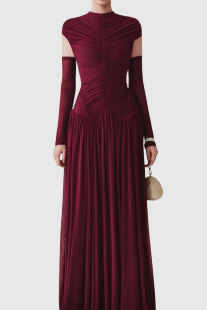 Addya Ruched Maxi Dress - Wine