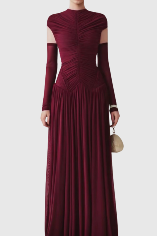 Addya Ruched Maxi Dress - Wine