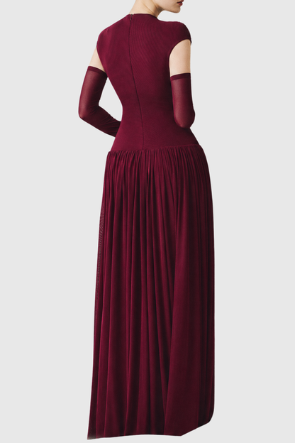 Addya Ruched Maxi Dress - Wine