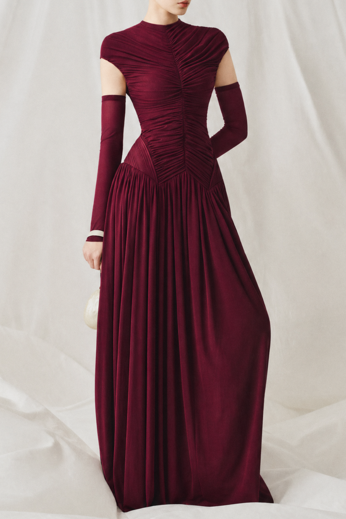Addya Ruched Maxi Dress - Wine