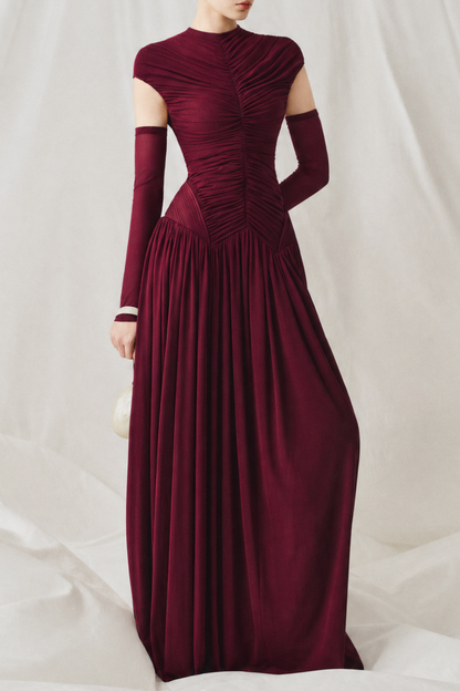 Addya Ruched Maxi Dress - Wine