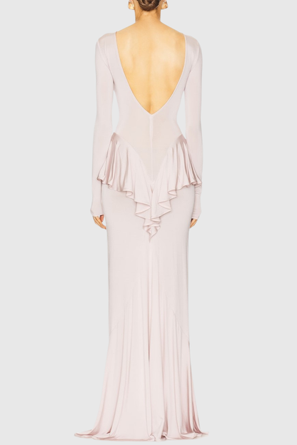 Adhara Ruffle Split Maxi Dress - Pink