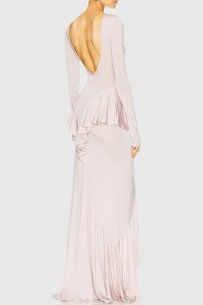 Adhara Ruffle Split Maxi Dress - Pink