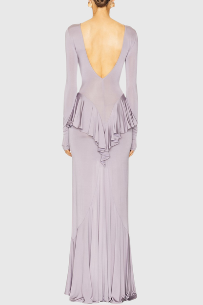 Adhara Ruffle Split Maxi Dress - Purple