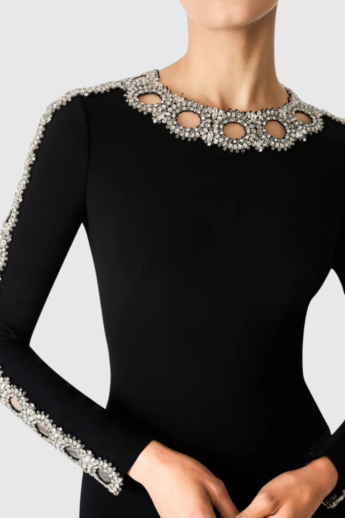 Adonis Crystal Embellished Maxi Dress - Black