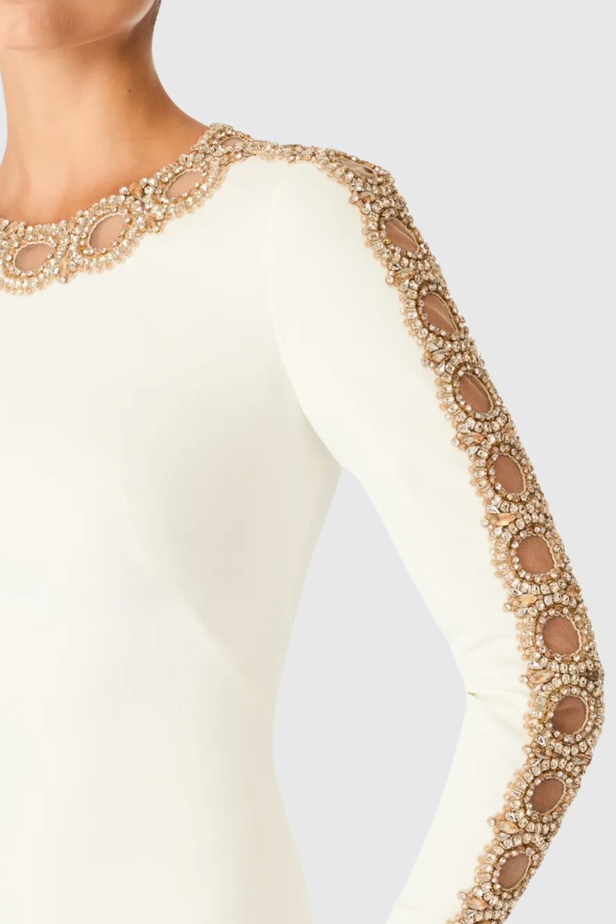 Adonis Crystal Embellished Maxi Dress - White
