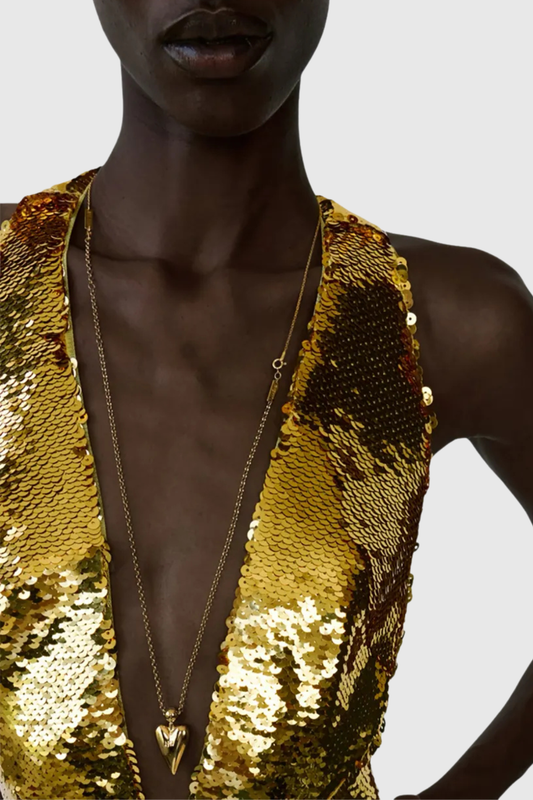 Adrigal Sequin Halter Maxi Dress