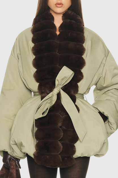 Aelano Faux Fur Collar Coat