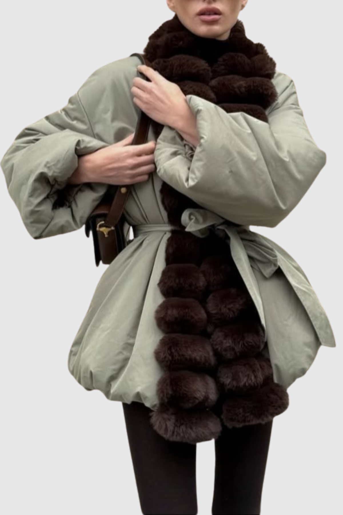 Aelano Faux Fur Collar Coat