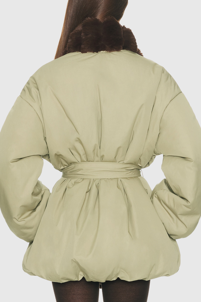 Aelano Faux Fur Collar Coat