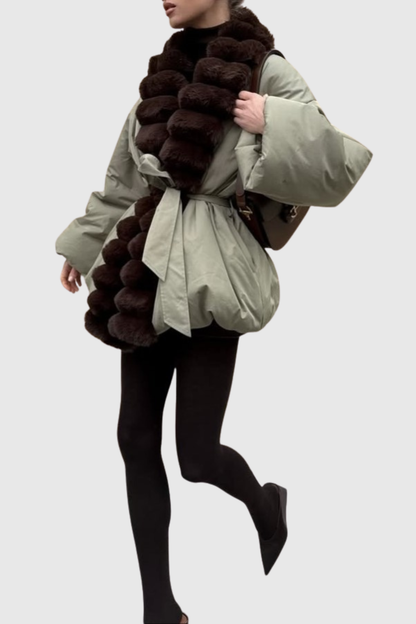 Aelano Faux Fur Collar Coat