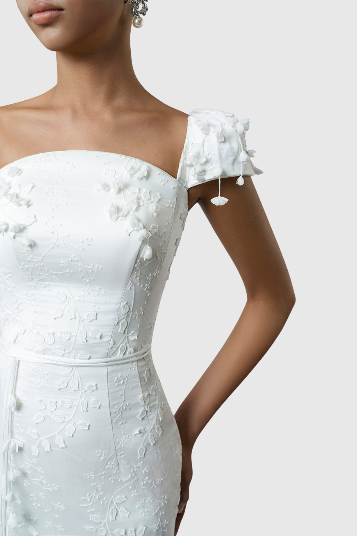 Aelinre Floral Jacquard Midi Dress