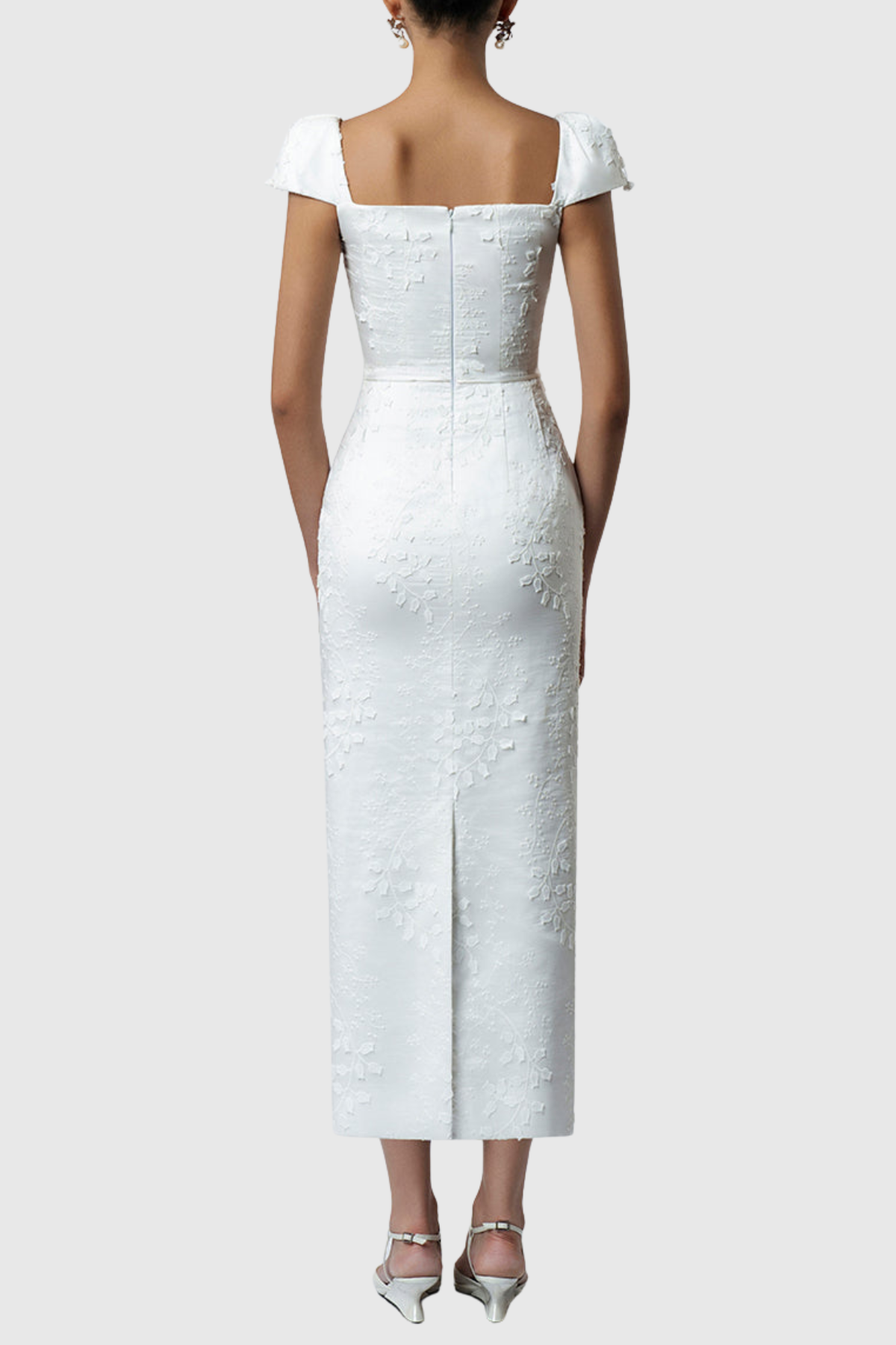 Aelinre Floral Jacquard Midi Dress