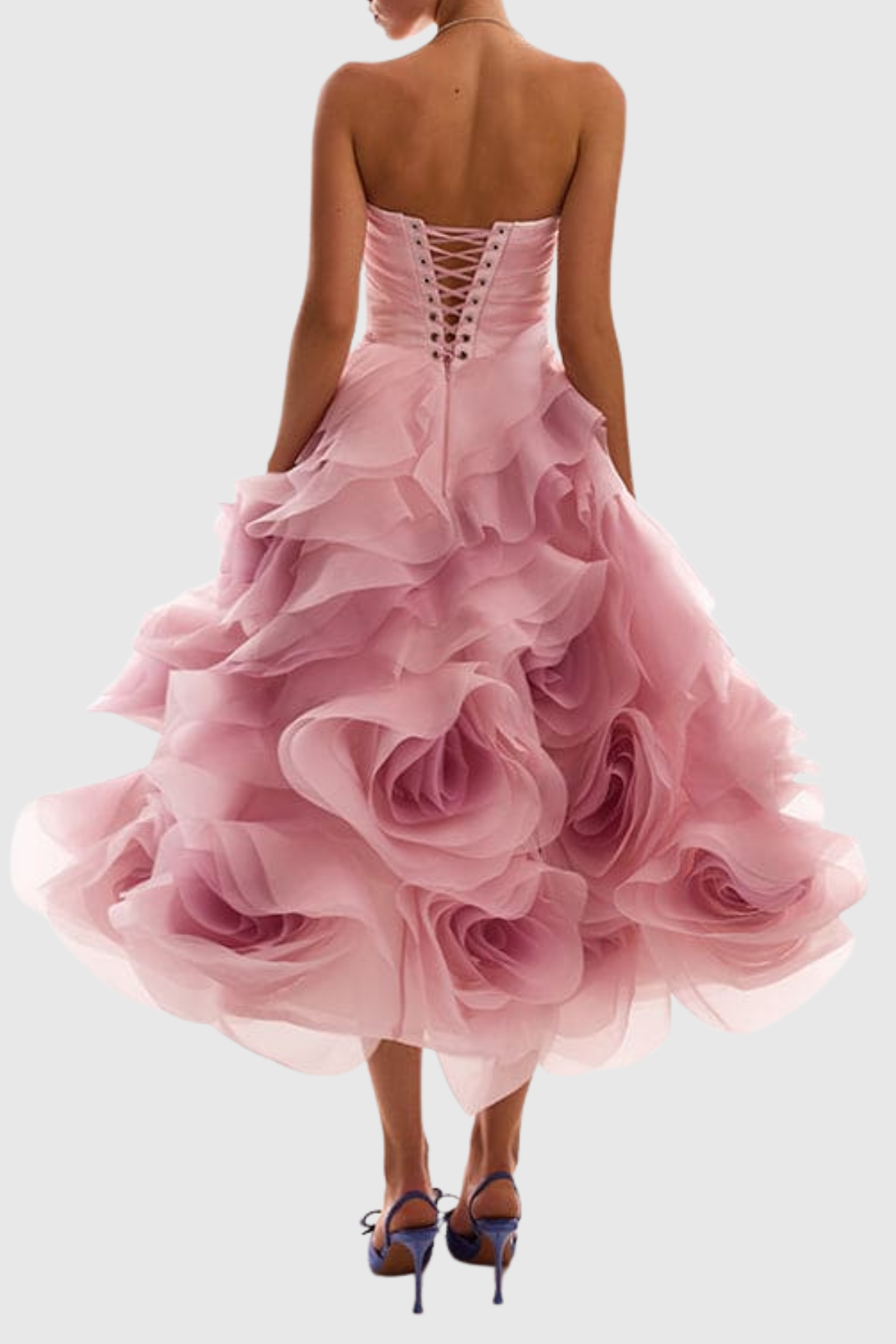 Aella Strapless Floral Layer Midi Dress