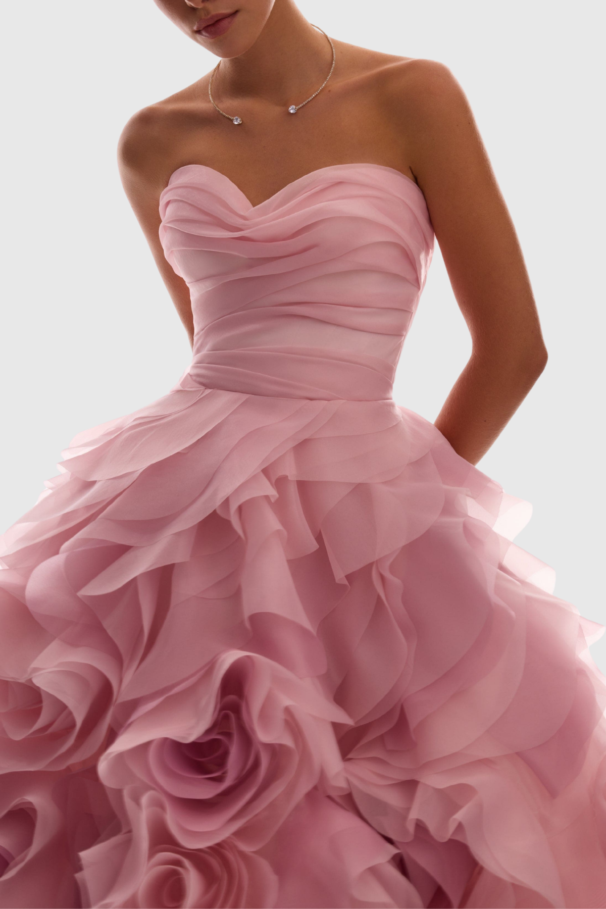 Aella Strapless Floral Layer Midi Dress