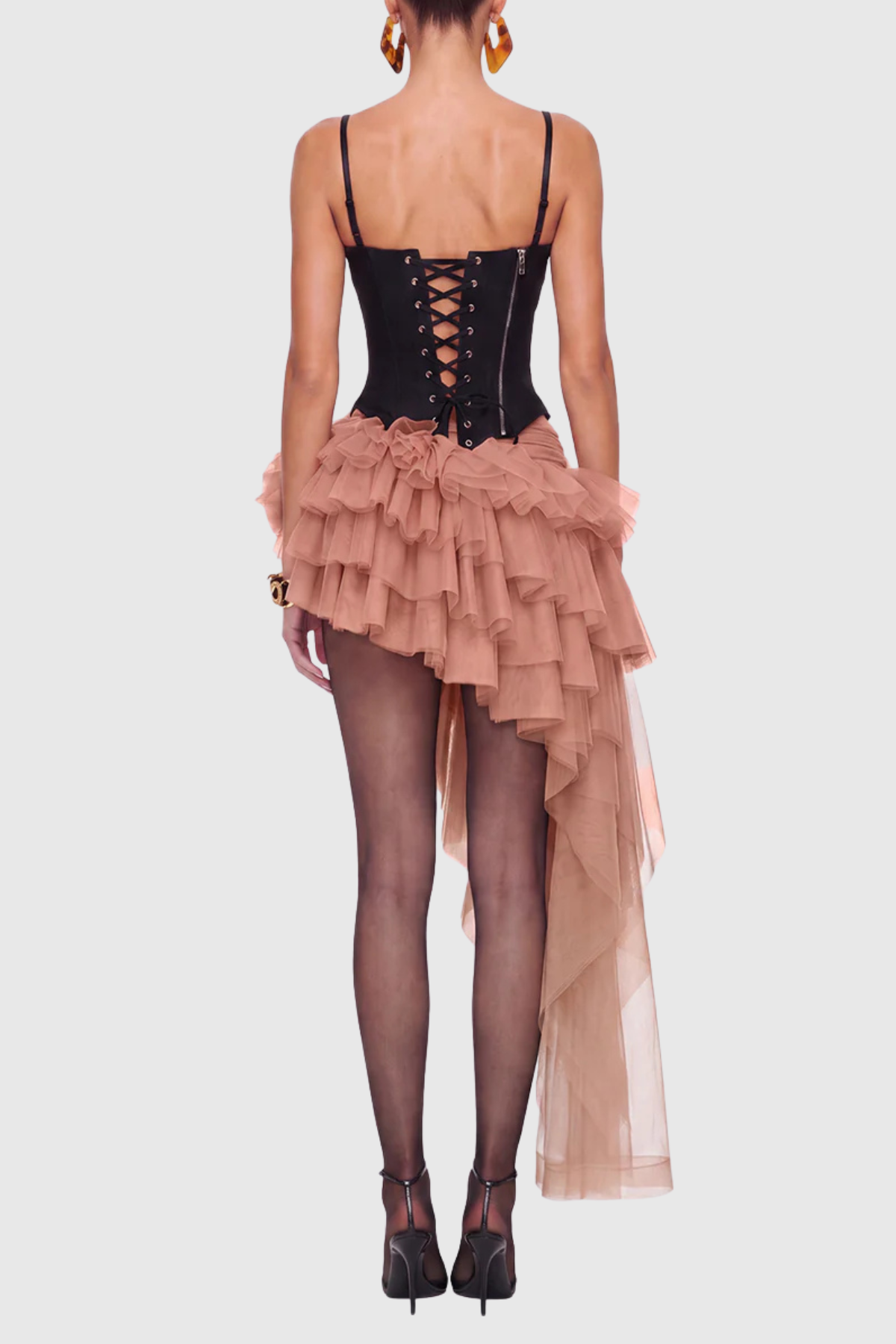 Aerina Lace Corset & Mini Skirt Set - Apricot