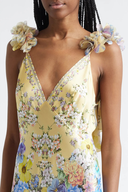 Aether Floral Ruffle Print Maxi Dress