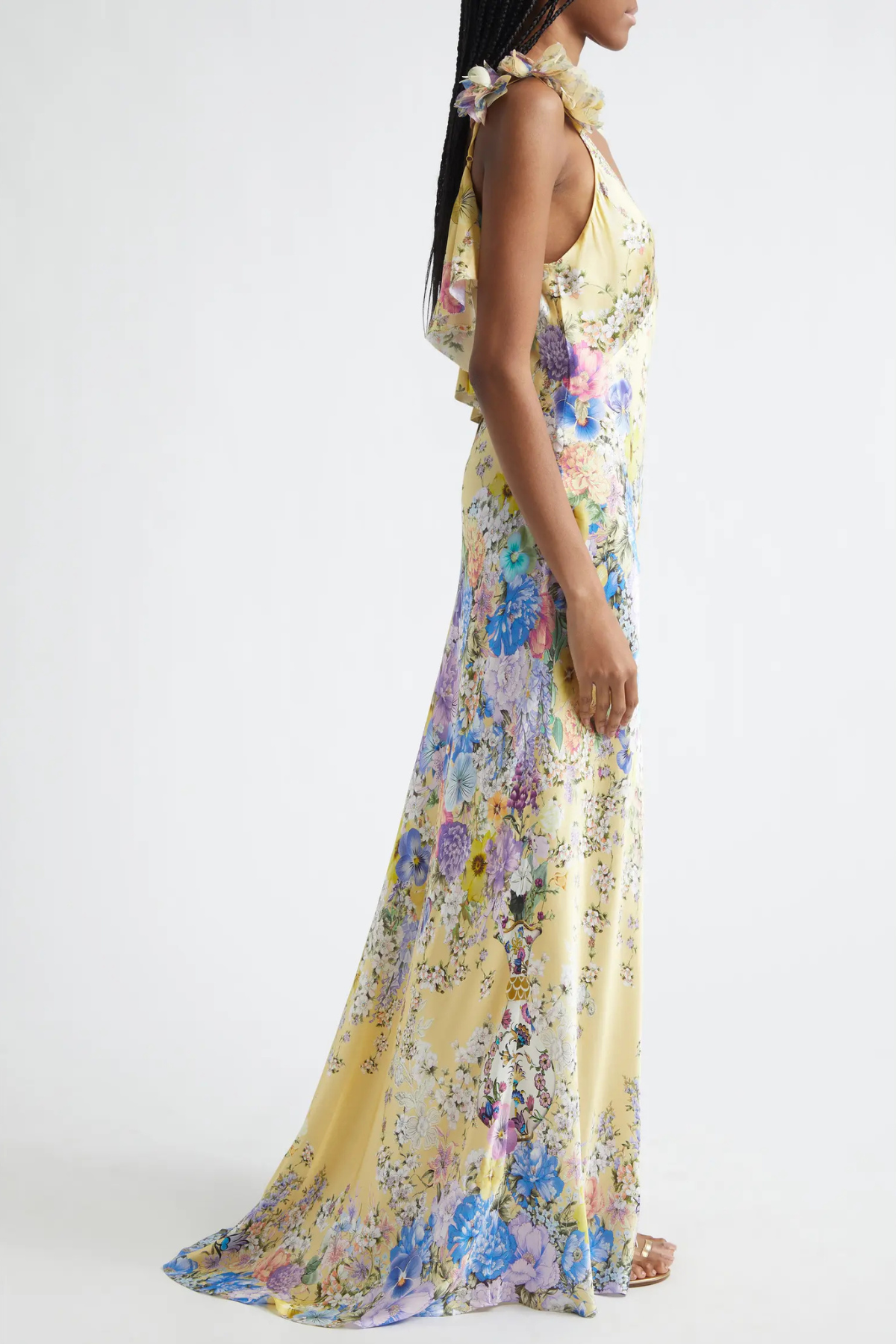 Aether Floral Ruffle Print Maxi Dress