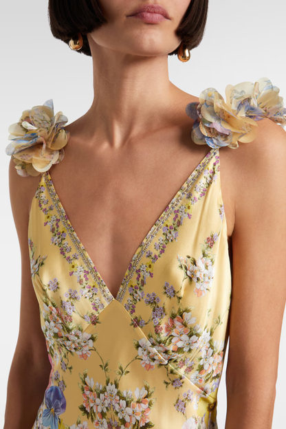 Aether Floral Ruffle Print Maxi Dress