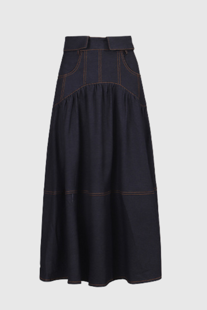 Aeven Denim Cape Top & Midi Skirt Set