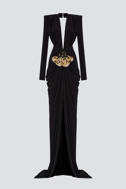 Agata V-neck Ruched Maxi Dress
