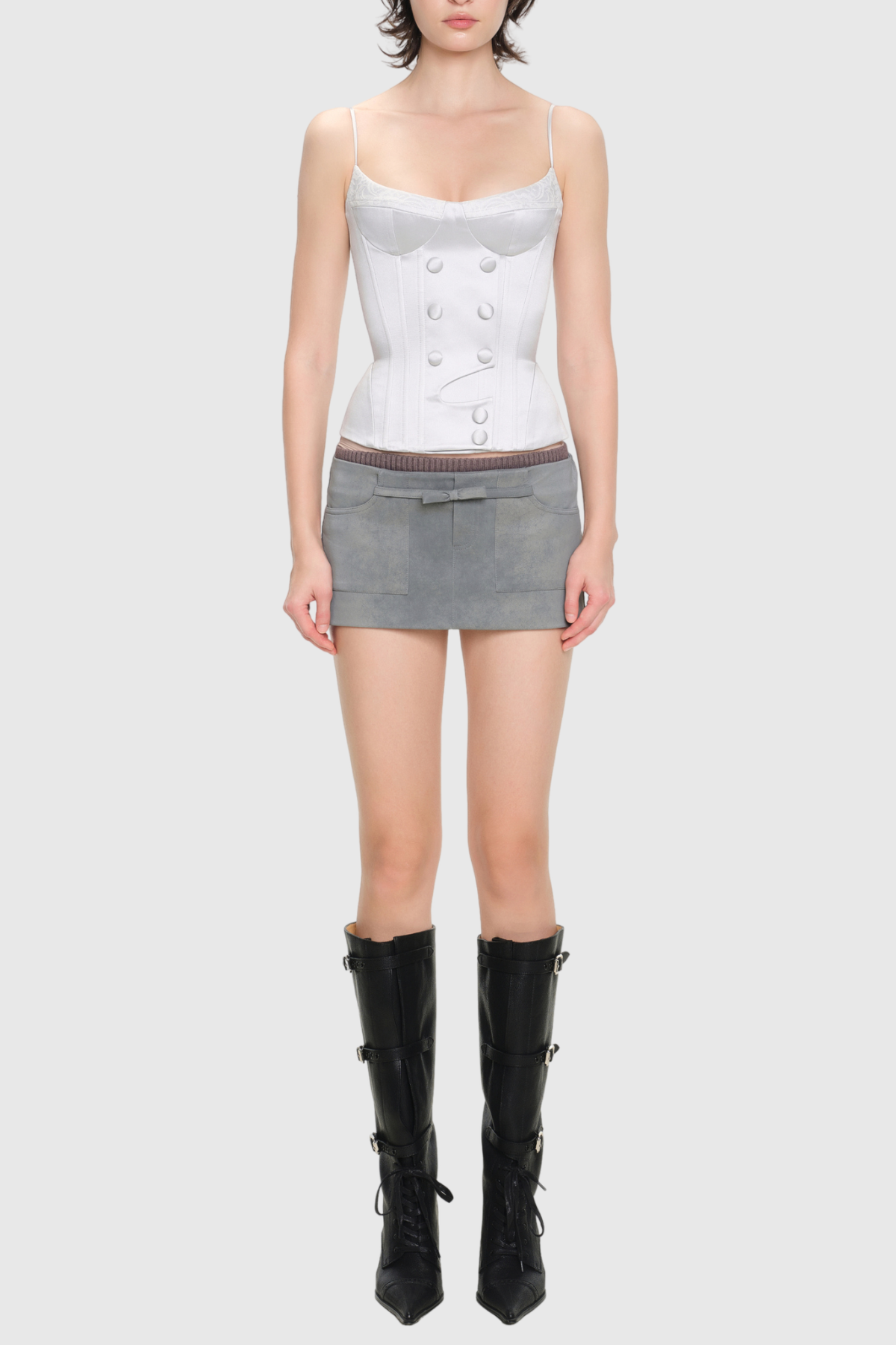 Aggiea Satin Buttoned Corset