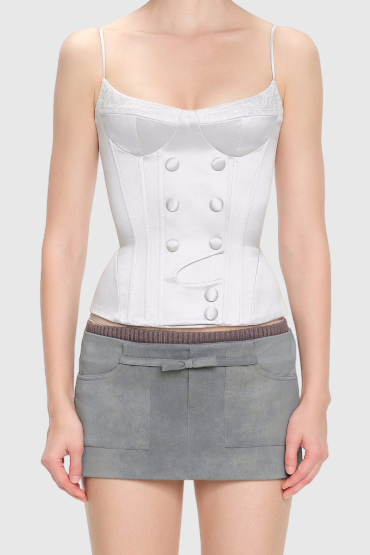 Aggiea Satin Buttoned Corset