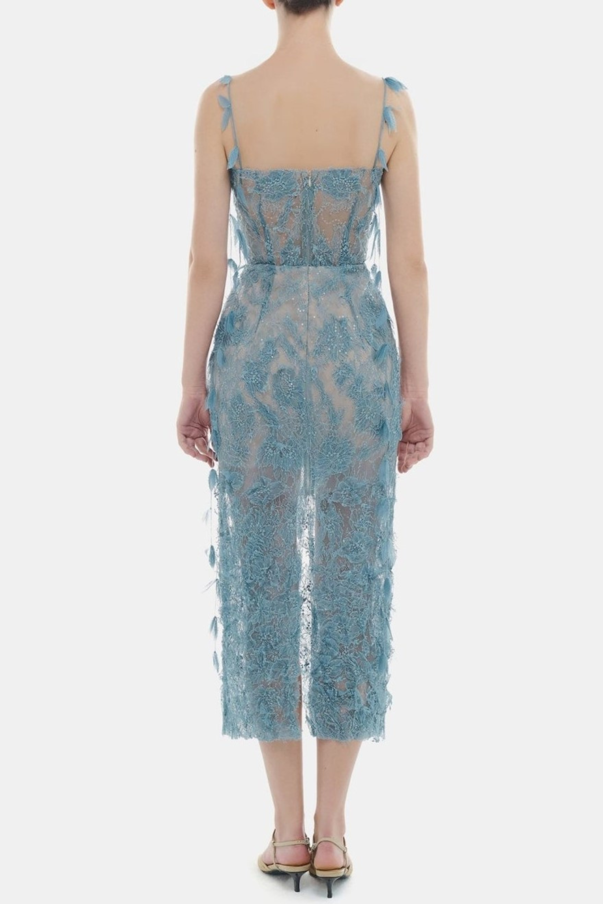 Ahava Floral Lace Midi Dress - Blue