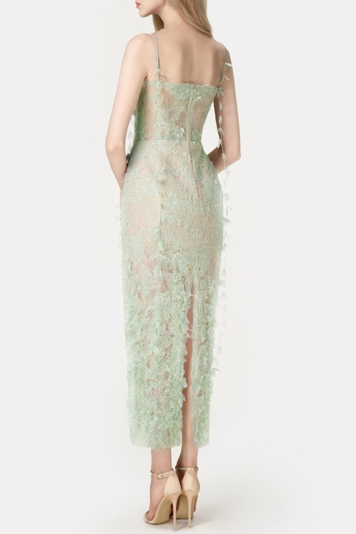 Ahava Floral Lace Midi Dress - Green