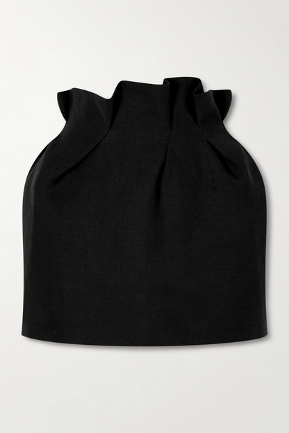 Ahinoa Gather Satin Mini Skirt - Black