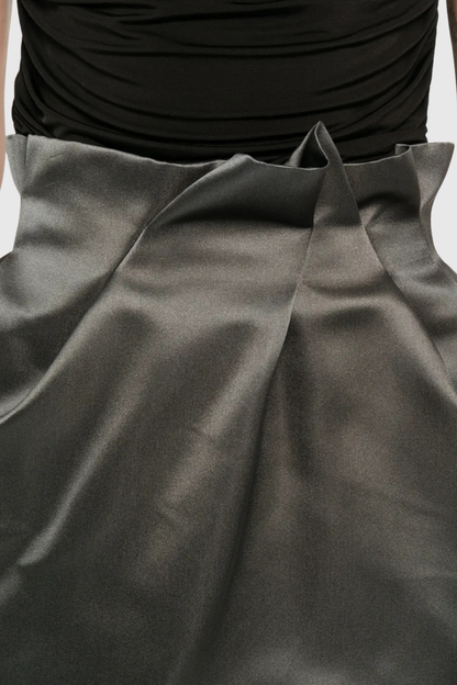 Ahinoa Gather Satin Mini Skirt - Grey