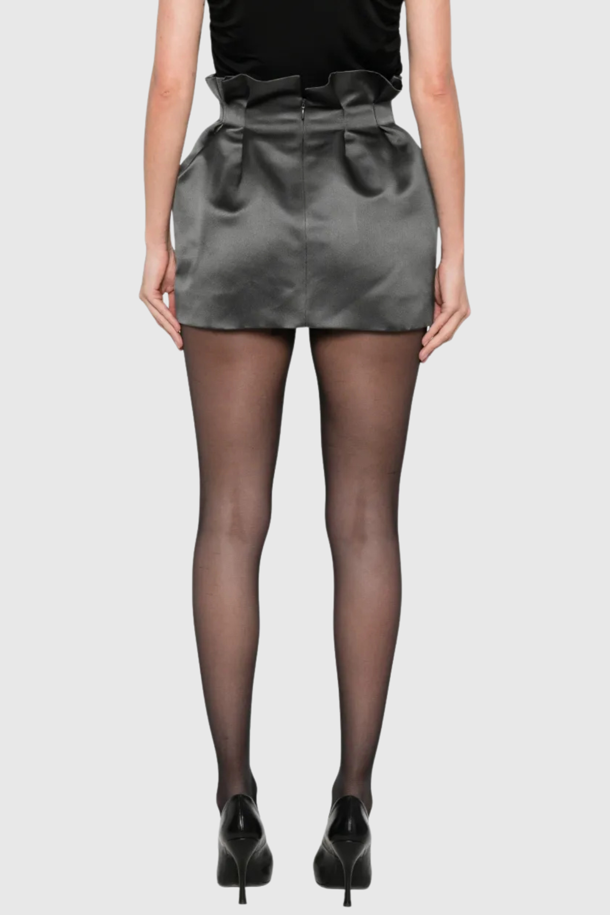 Ahinoa Gather Satin Mini Skirt - Grey