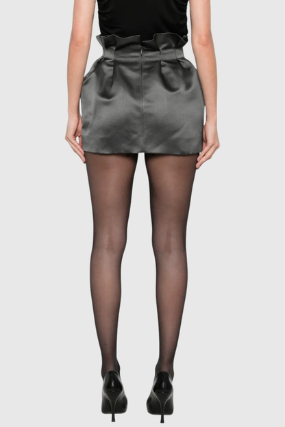 Ahinoa Gather Satin Mini Skirt - Grey