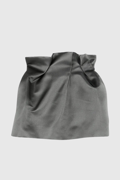 Ahinoa Gather Satin Mini Skirt - Grey