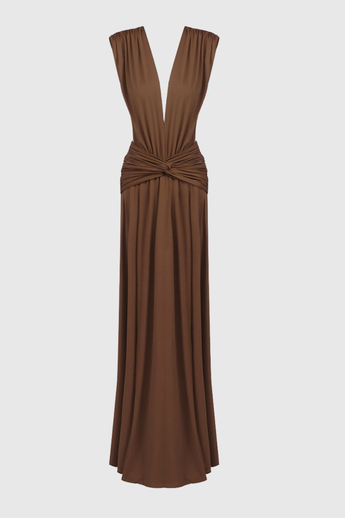 Ailan Plunge Ruched Backless Maxi Dress